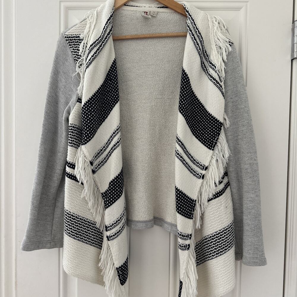 Anthropologie DOLAN Womens Sweater SONIA Fringe Cardigan Lagenlook Boho Medium M